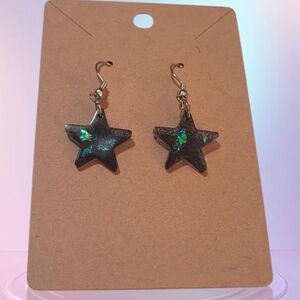 Star Shaped Earrings with Iridescent Accents